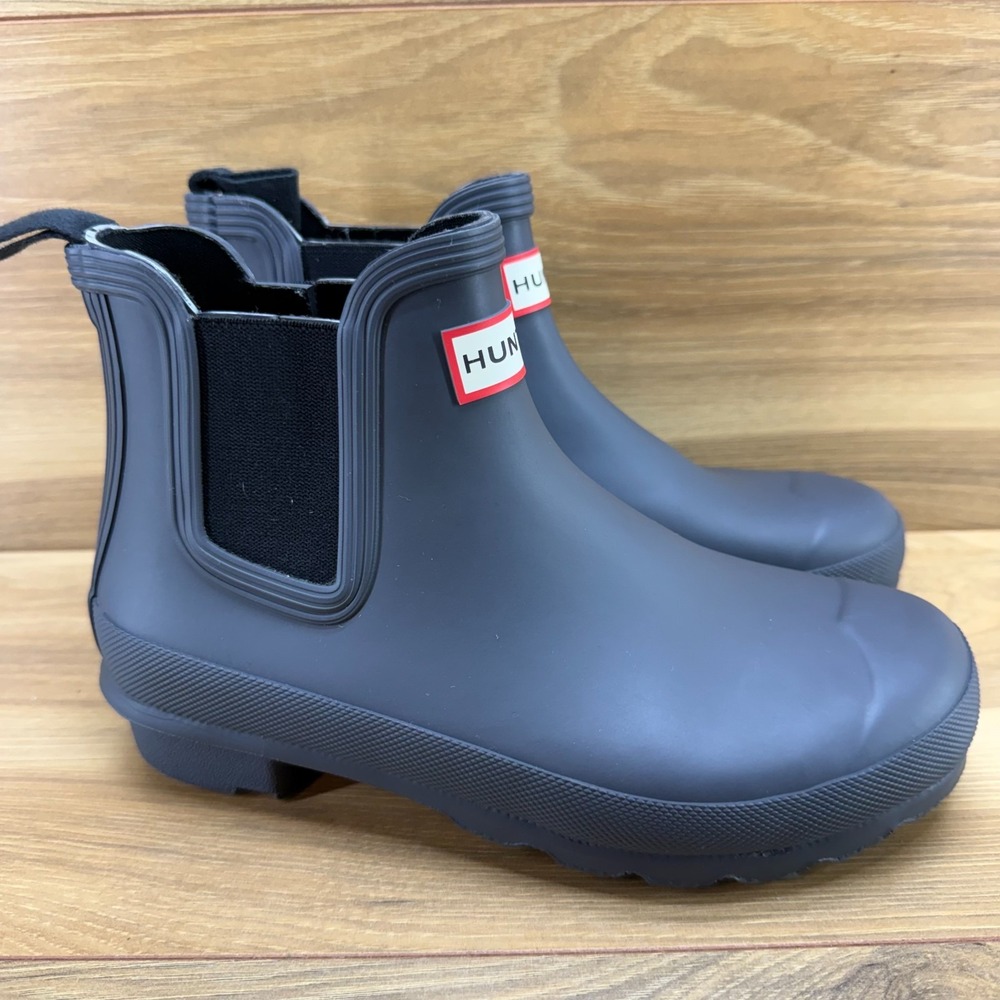 Hunter Original Chelsea Boot Women 6 Charcoal Gray Rain Waterproof Modern Casual